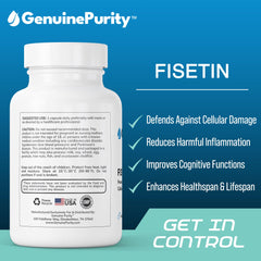 GenuinePurity Fisetin 150mg bottle label close-up