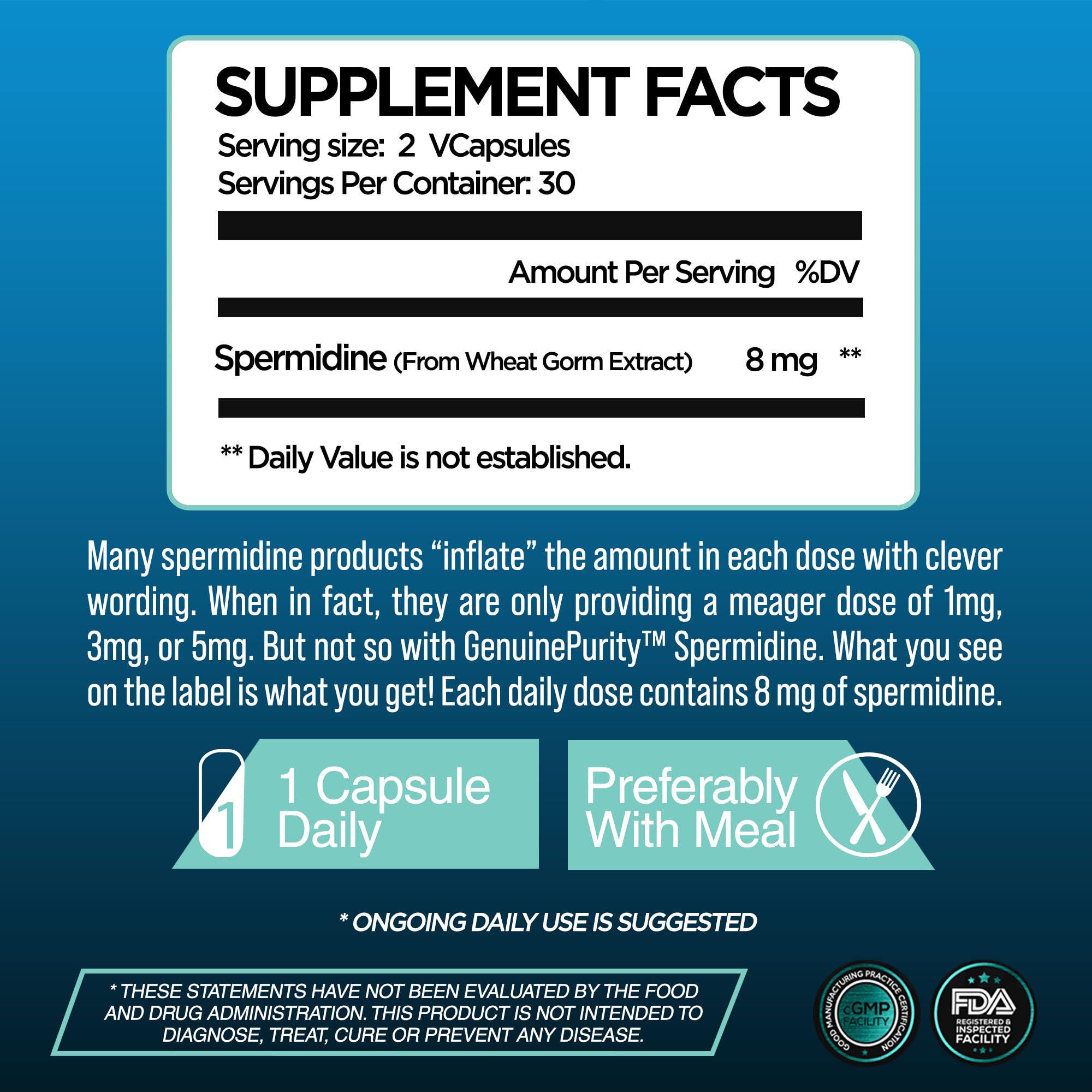 Liposomal Spermidine 8mg capsules with wheat germ extract