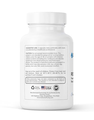 Capsules of GenuinePurity Trans-Resveratrol on a white surface