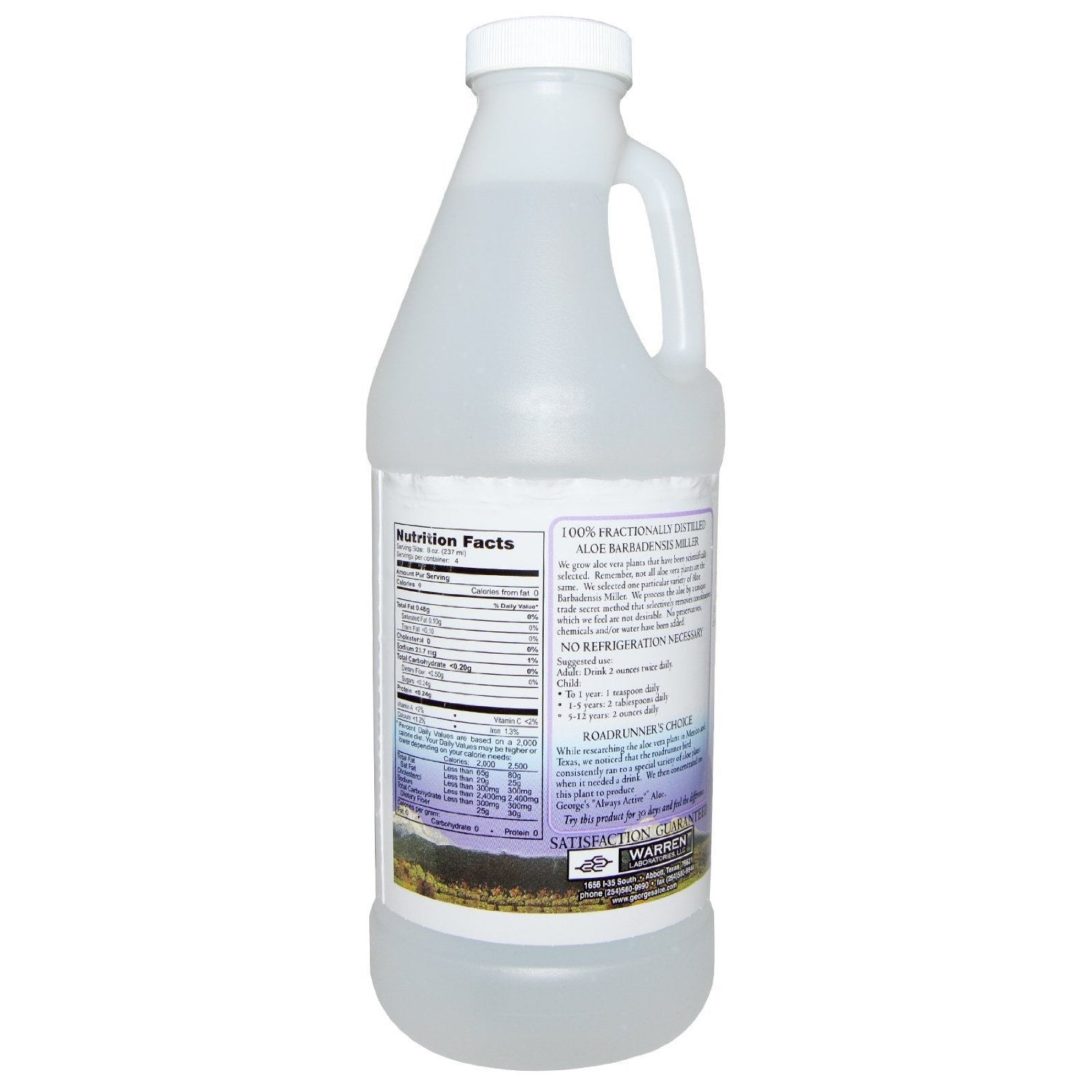George's Aloe Vera 100% Liquid bottle side view