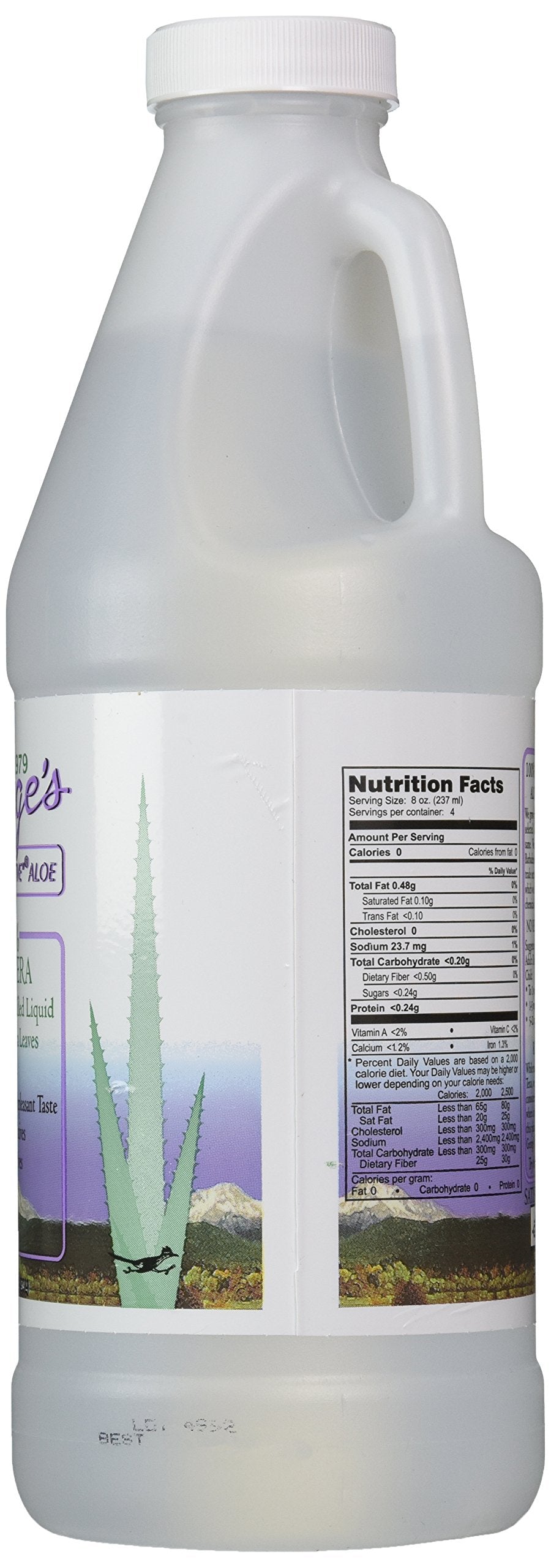 Georges Aloe Vera Drink bottle and 32 oz label