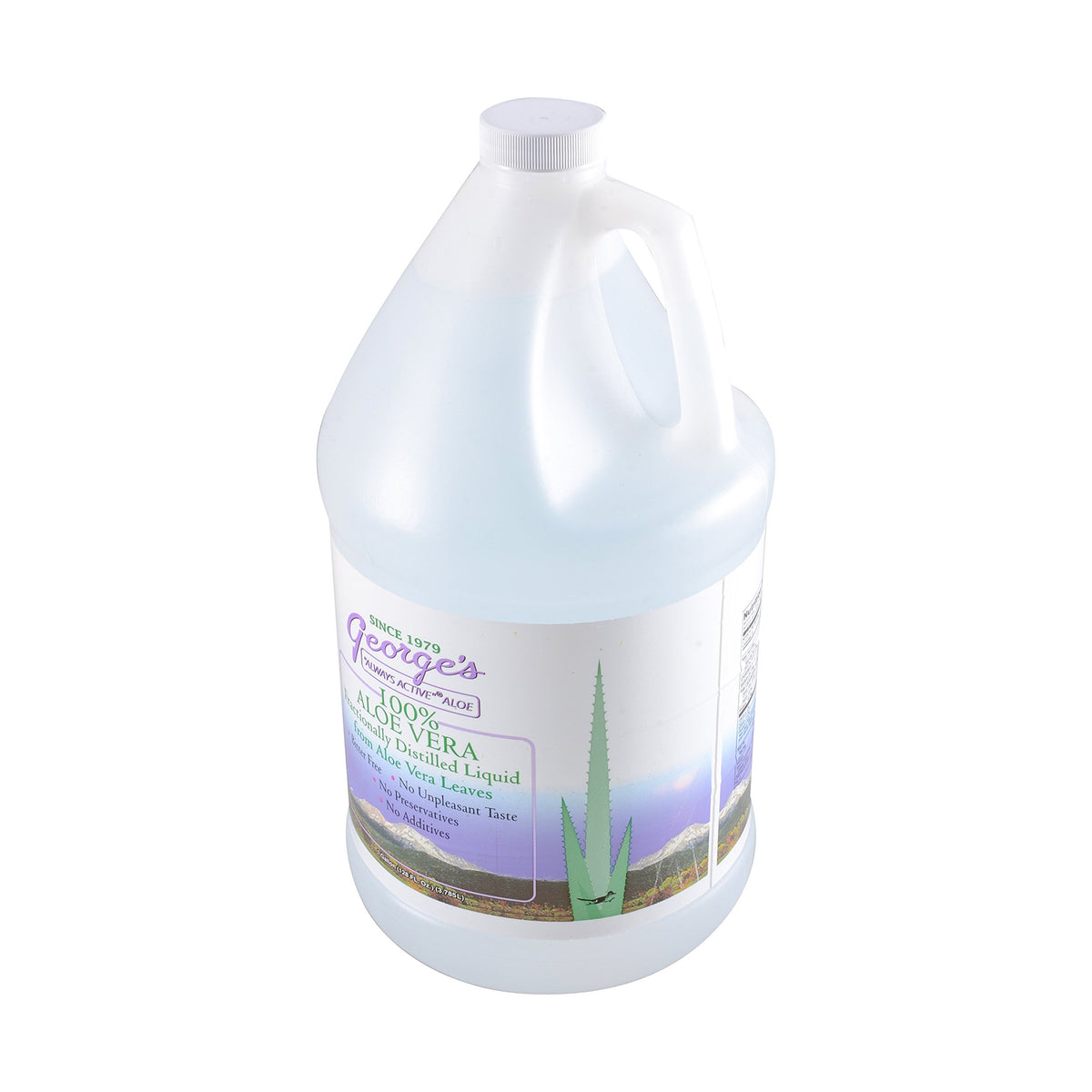 George's Aloe Vera Liquid Supplement bottle front view (128 oz)