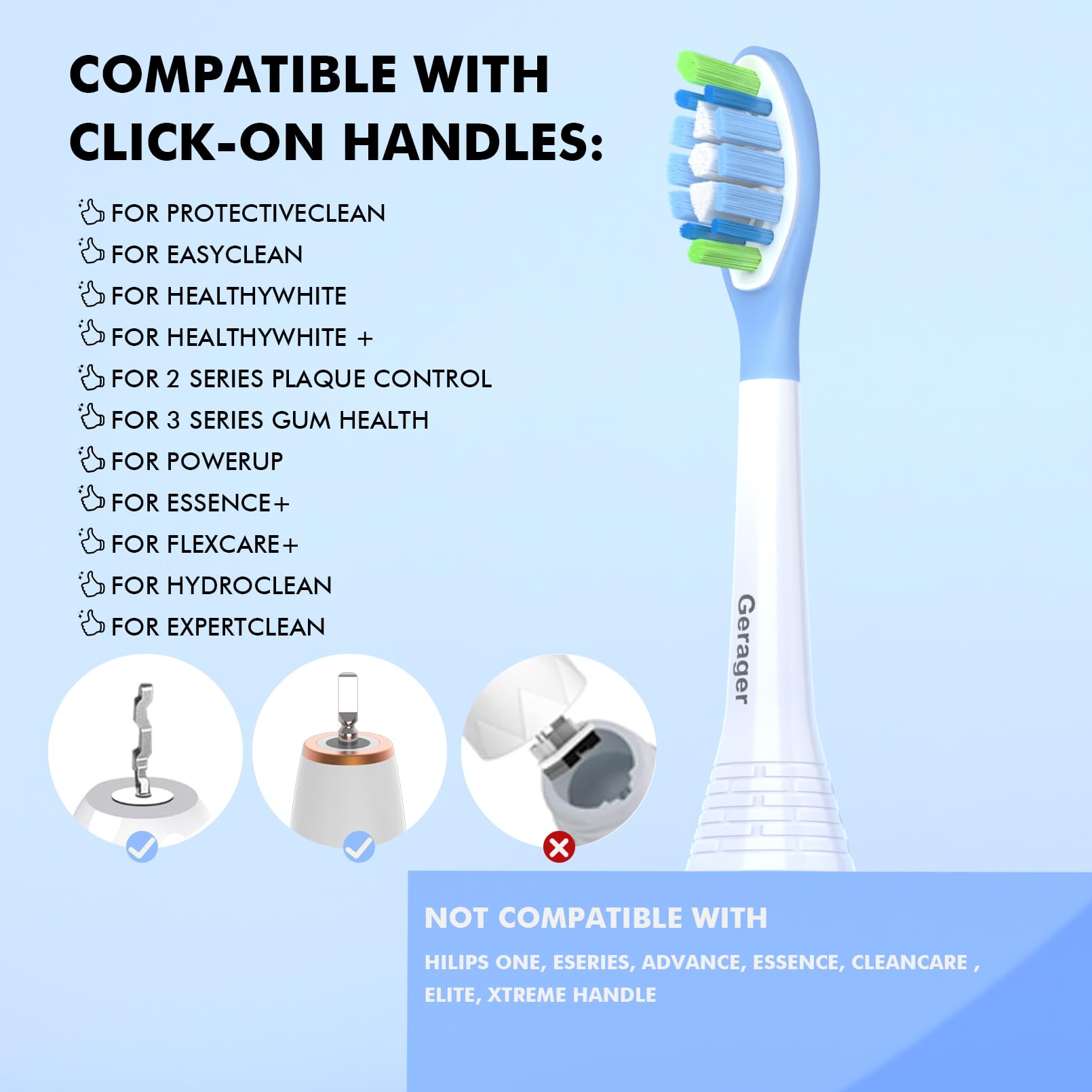 GERAGER 6-pack toothbrush heads packaging
