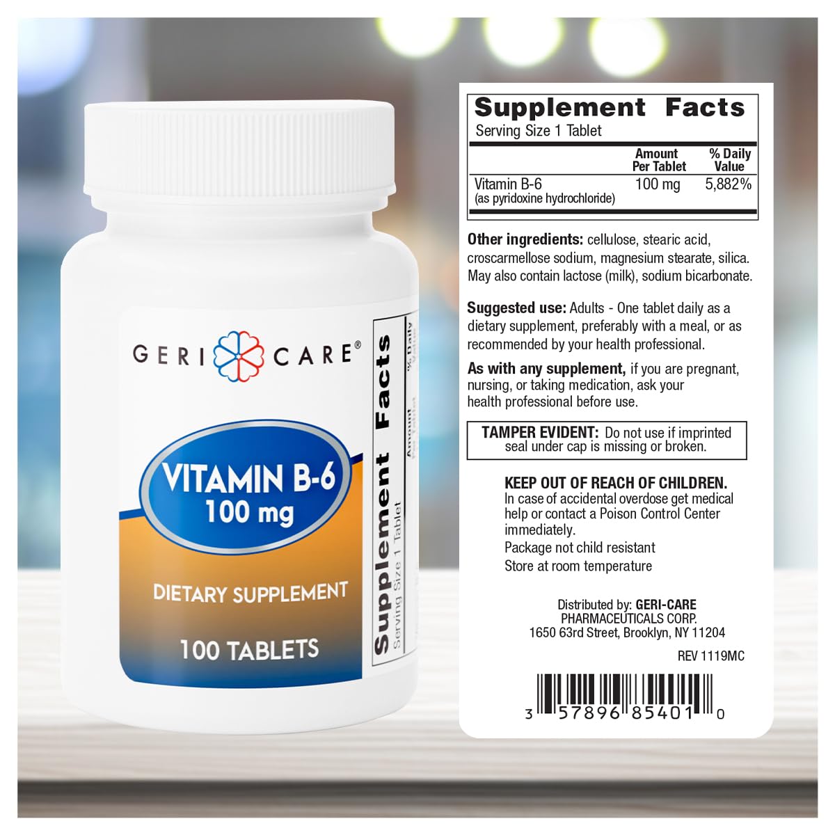 Vitamin B-6 100mg tablets in blister pack