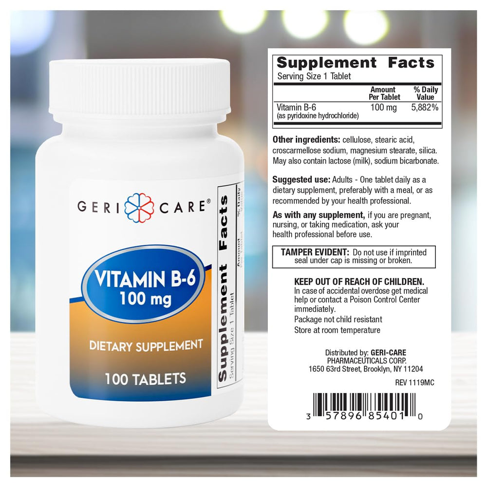Vitamin B-6 100mg tablets in blister pack