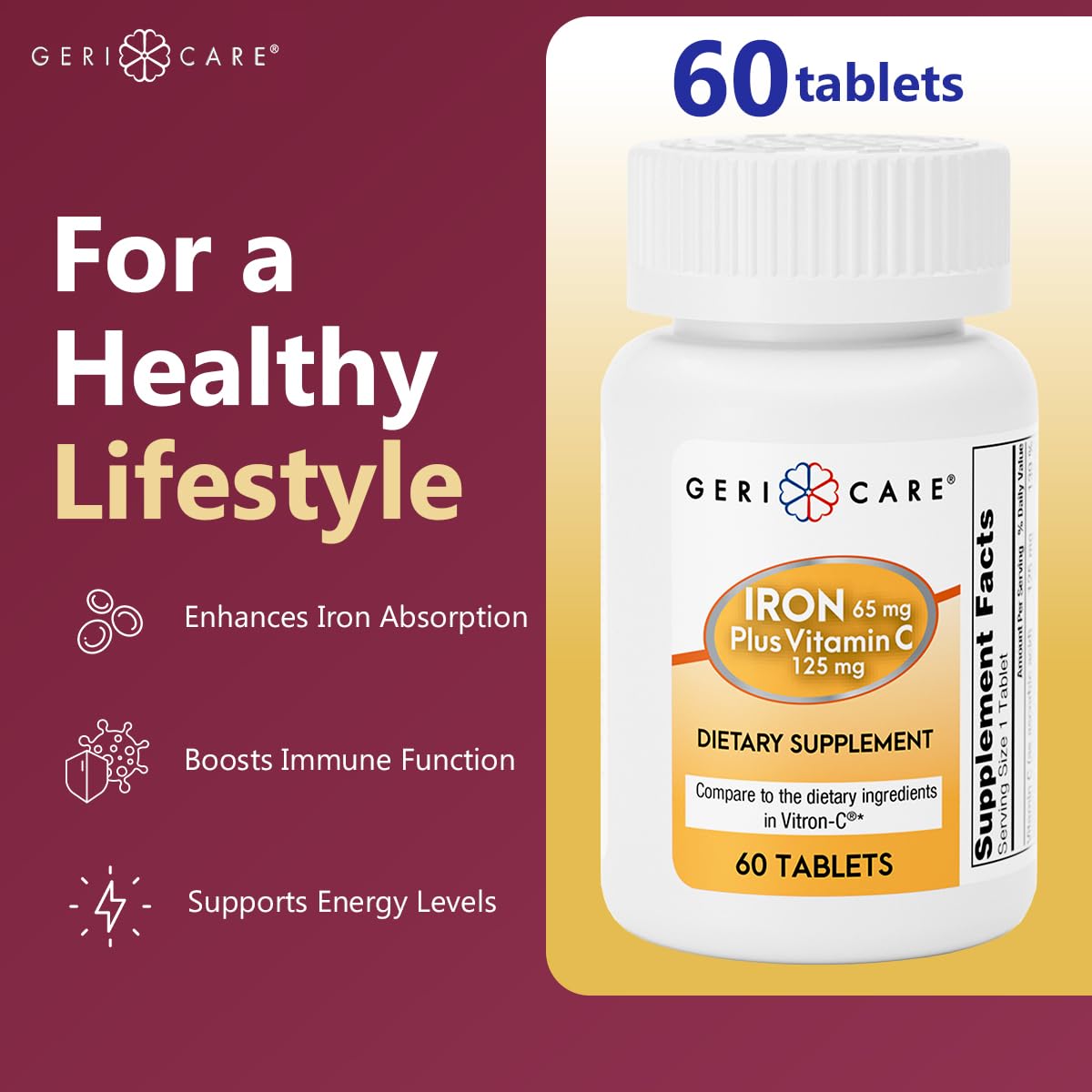 Close-up of GeriCare iron tablets