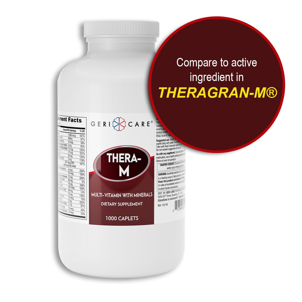 GeriCare Thera M Multivitamin Caplets bottle and label
