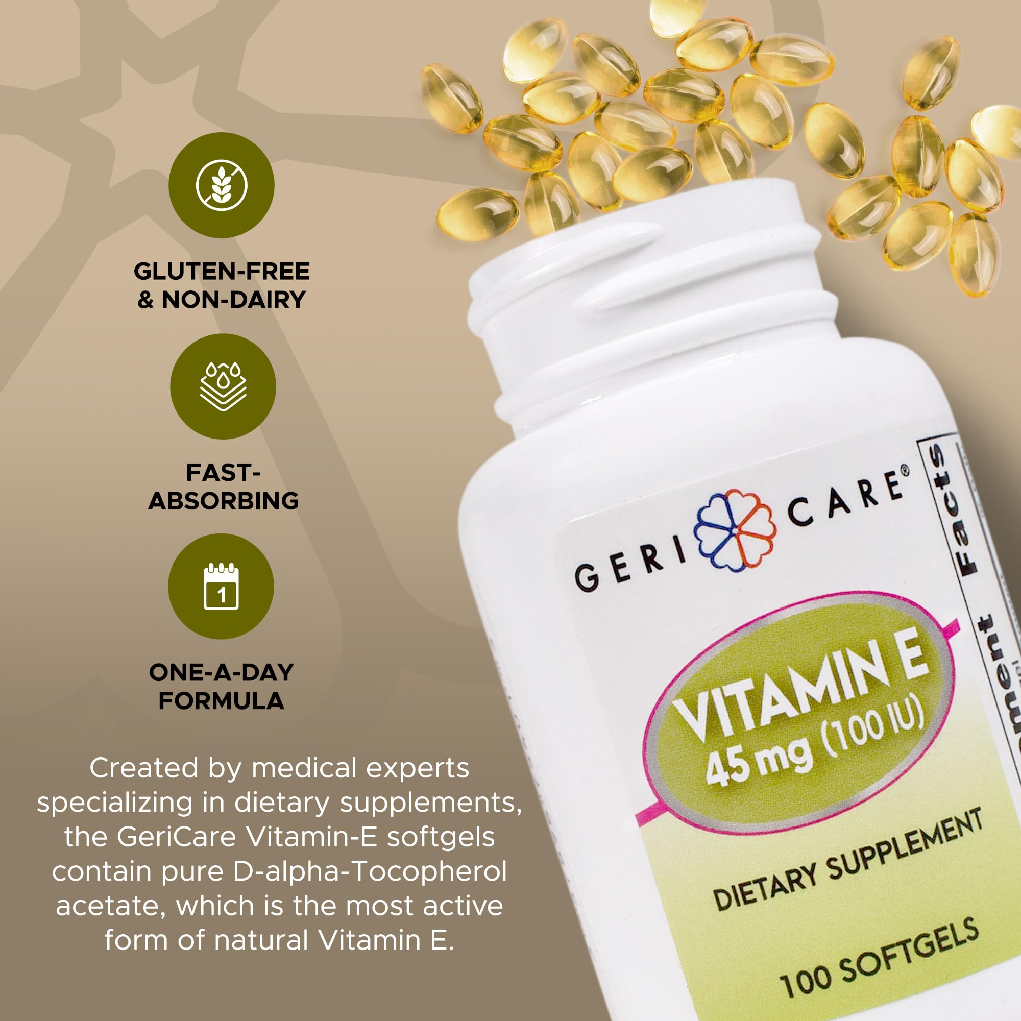 GeriCare Vitamin E 400 IU bottle with label