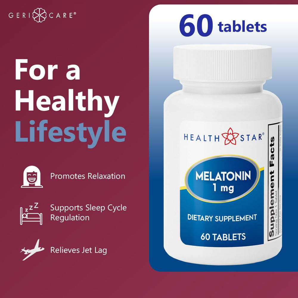 Nighttime sleep scene with GeriCare Melatonin bottle