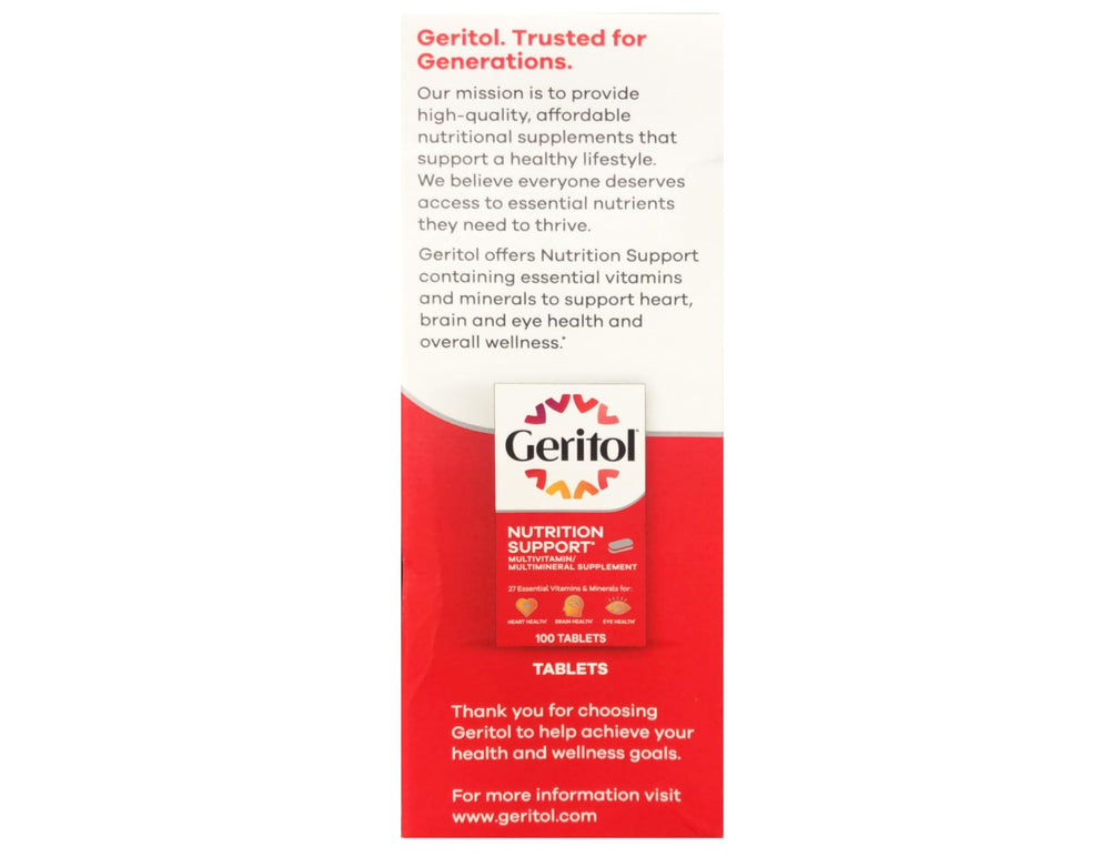 Close-up of B-vitamins and iron on Geritol label