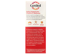 Ingredients and nutrition details on Geritol bottle