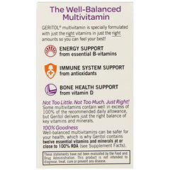 Back view of Geritol Complete Multi-Vitamin & Mineral Supplement with nutrition information