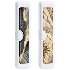 Gerkia 2 Pcs Toothbrush Travel Case with colorful patterned resin and white base – front view
