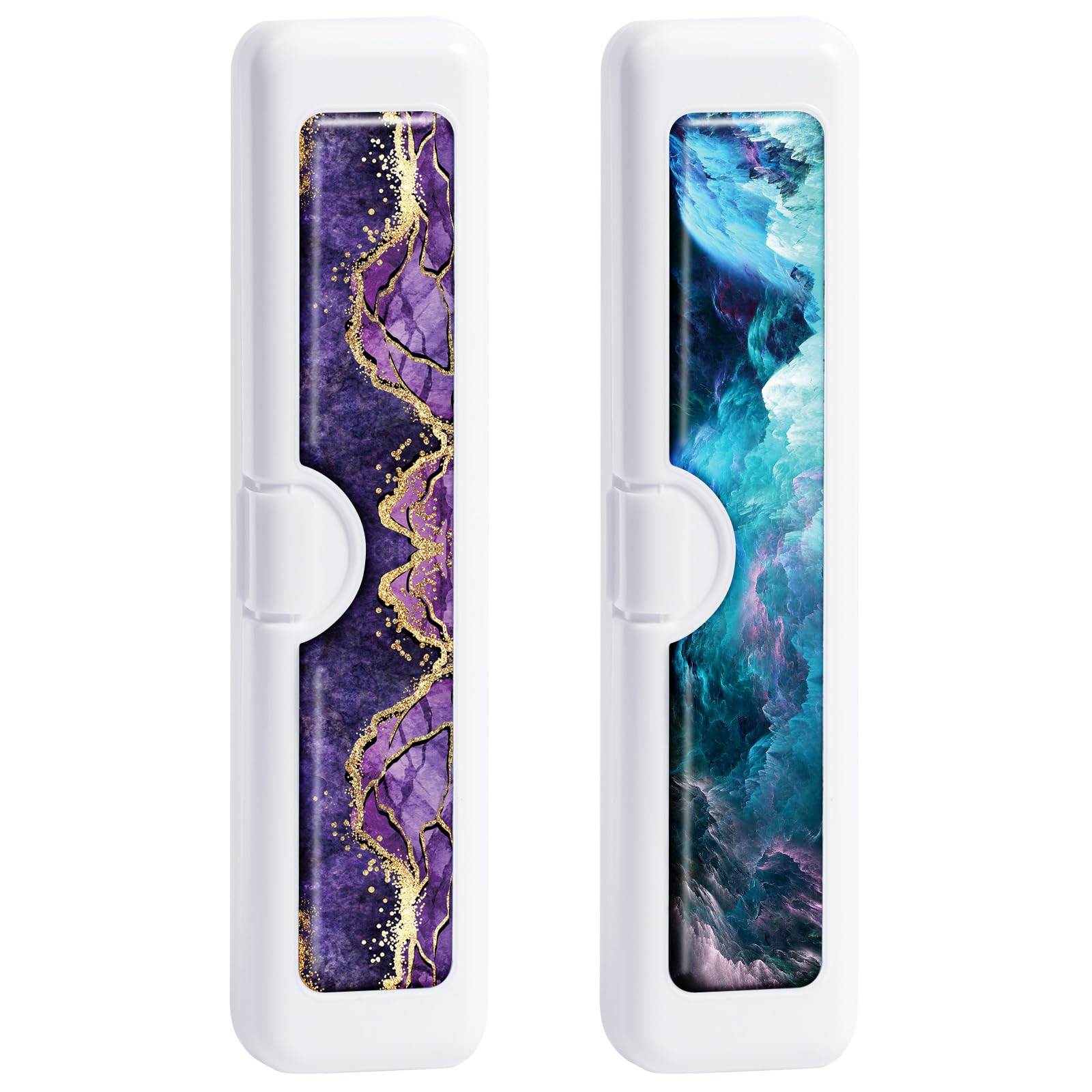 Gerkia 2 Pcs Toothbrush Travel Case with colorful patterned exterior
