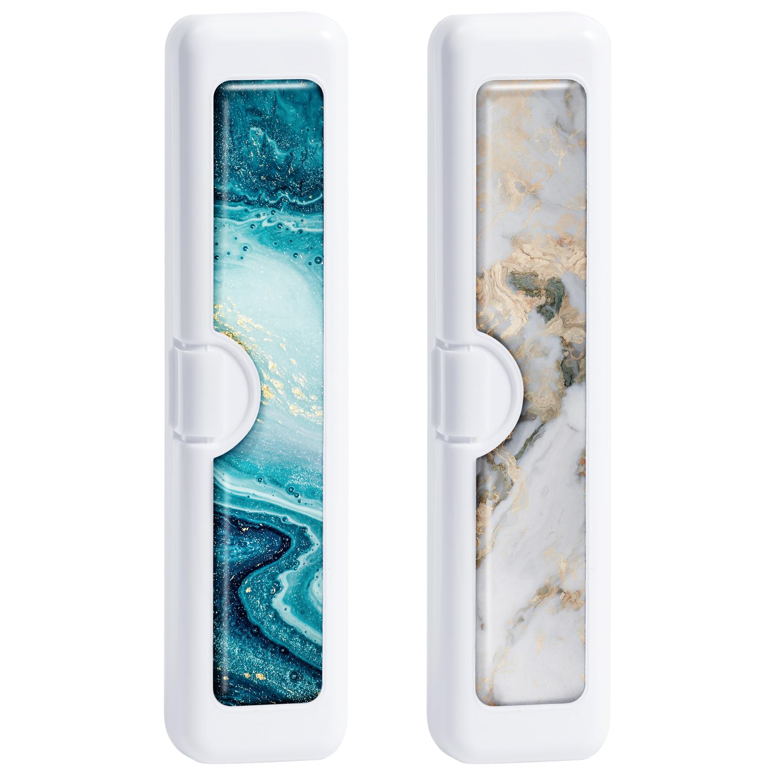 Front view of Gerkia 2 Pcs Toothbrush Travel Case with colorful pattern