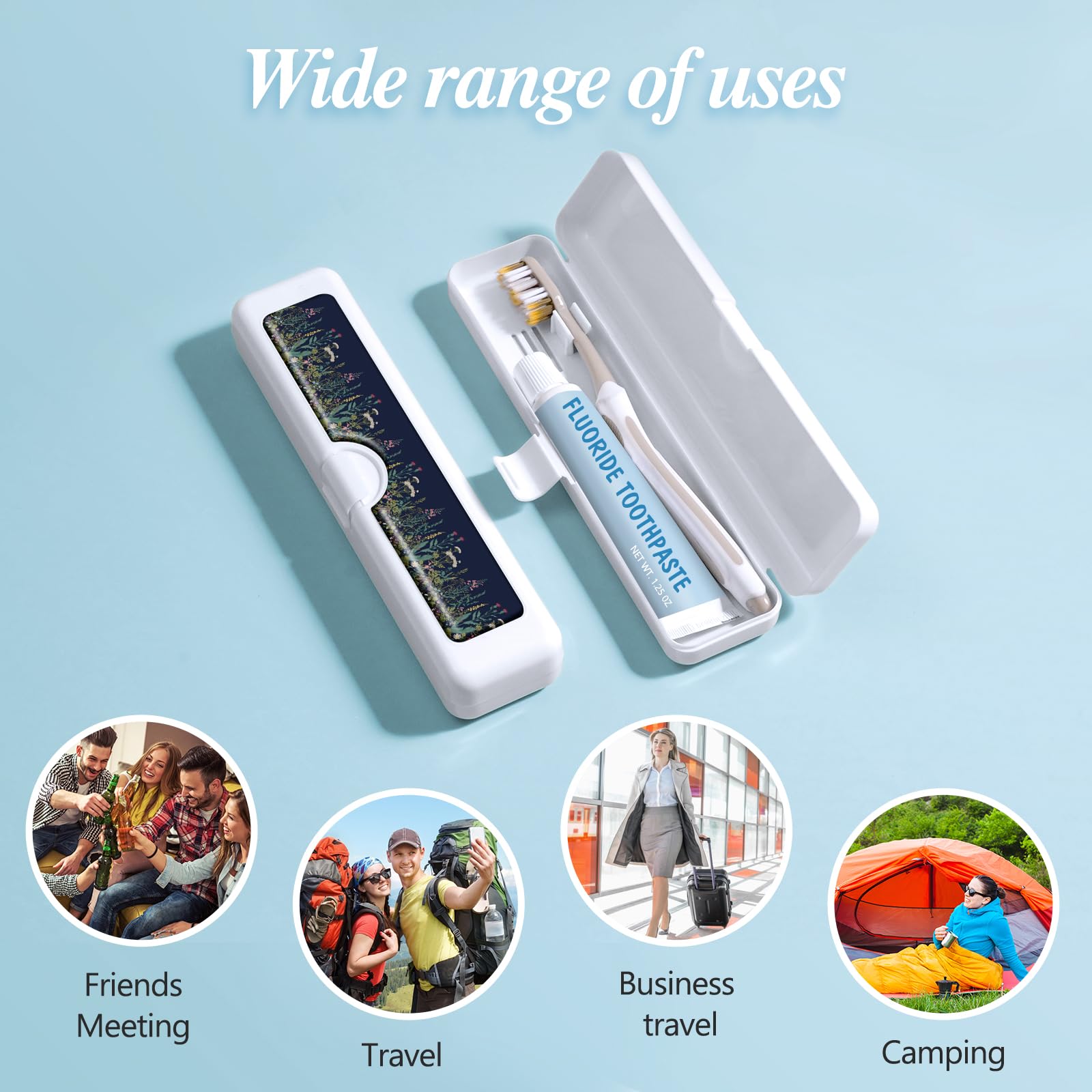 Two-piece set of travel toothbrush cases with tongue scraper case