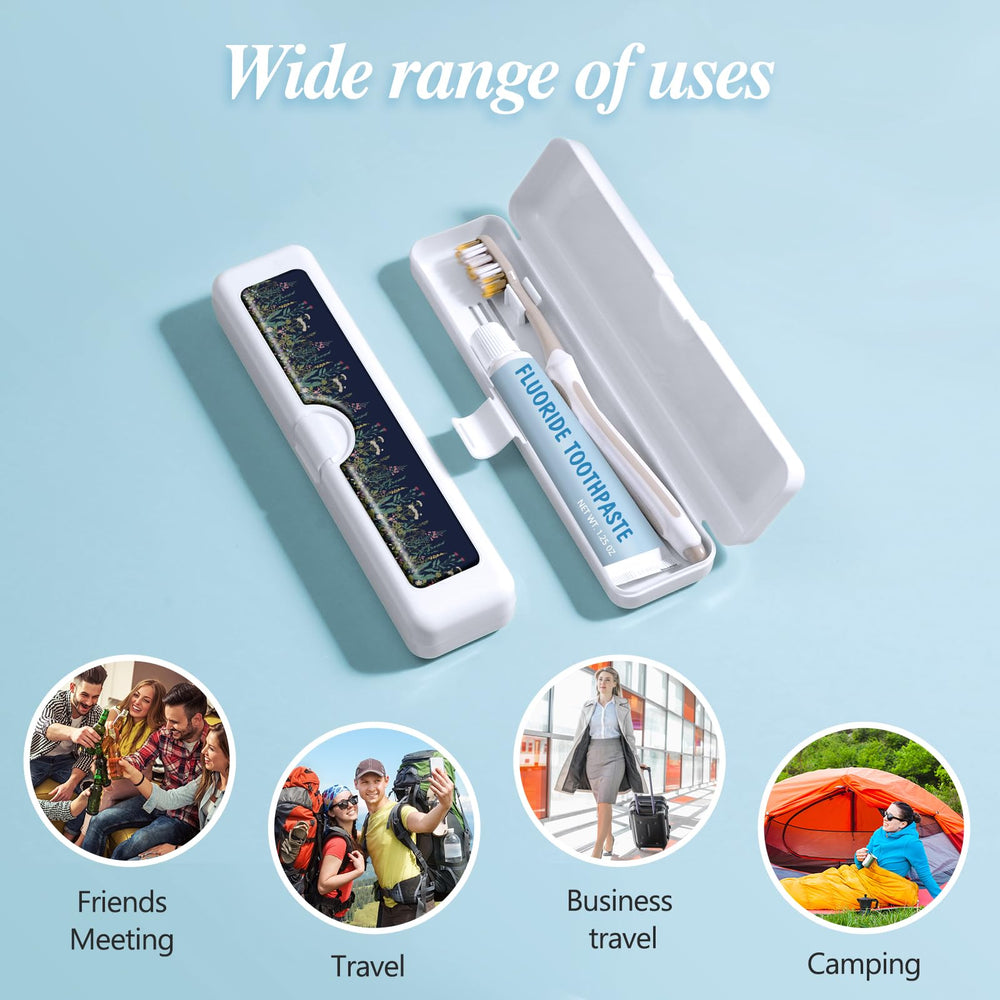 Two-piece set of travel toothbrush cases with tongue scraper case