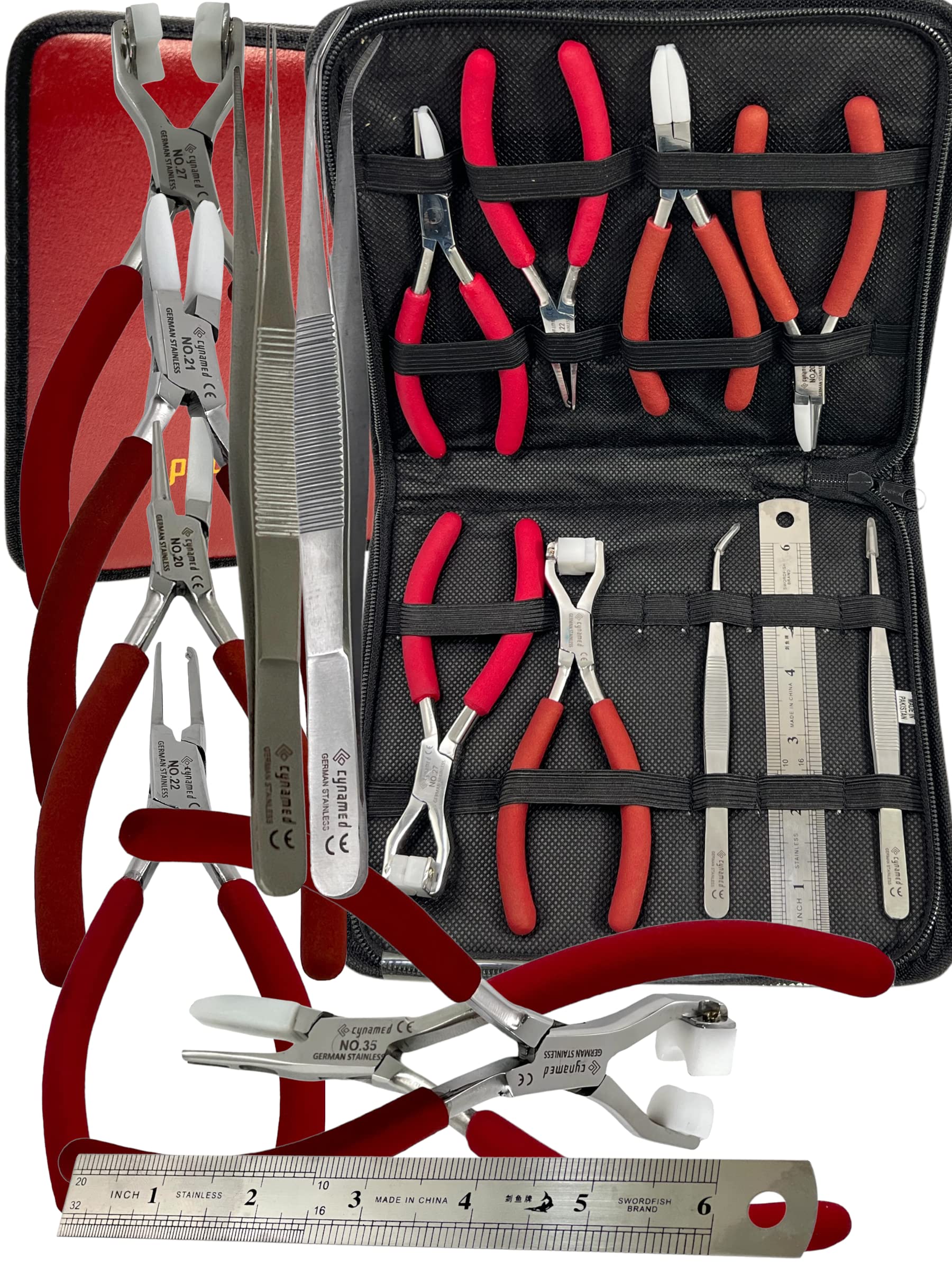 Bent-nose pliers for eyeglasses