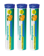 German Magnesium Oxide supplement tablets in orange flavor