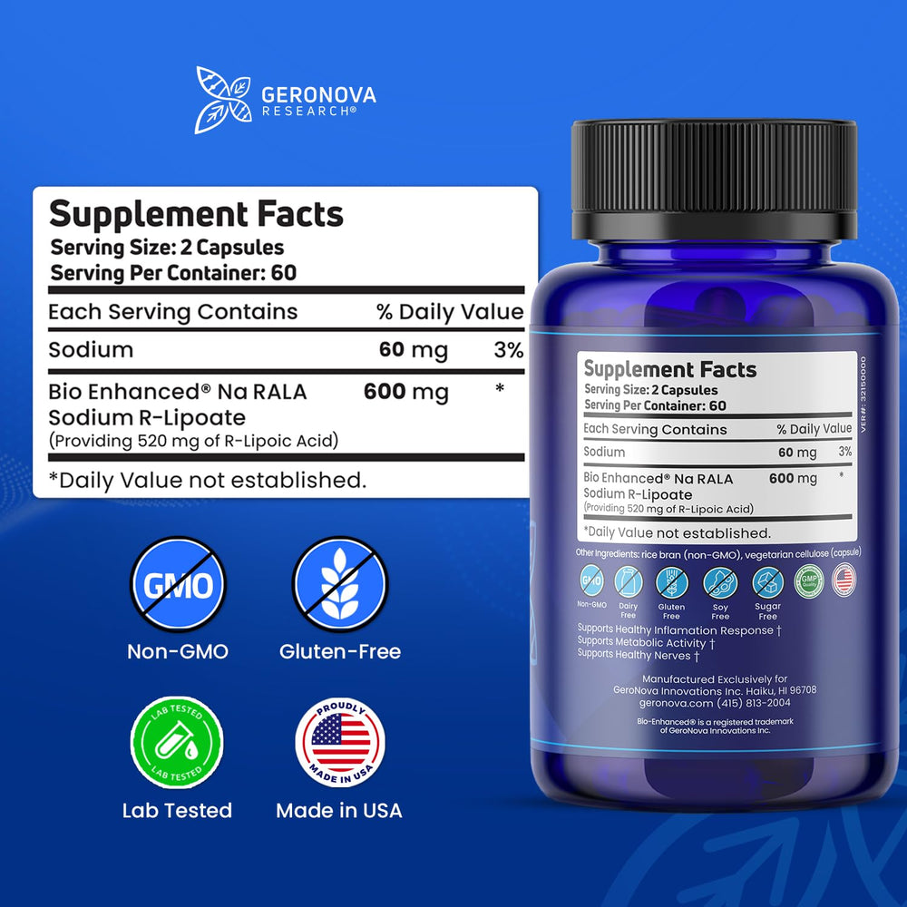 Diagram illustrating 40x higher bioavailability of Bio-Enhanced R-Lipoic Acid