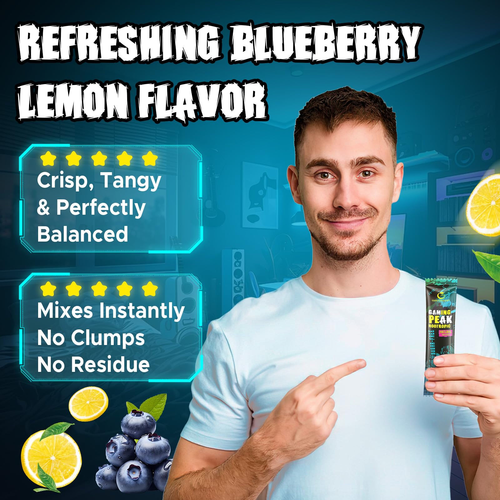 Gesundgeist Energy blueberry-lemon taste shot suggesting refreshing flavor