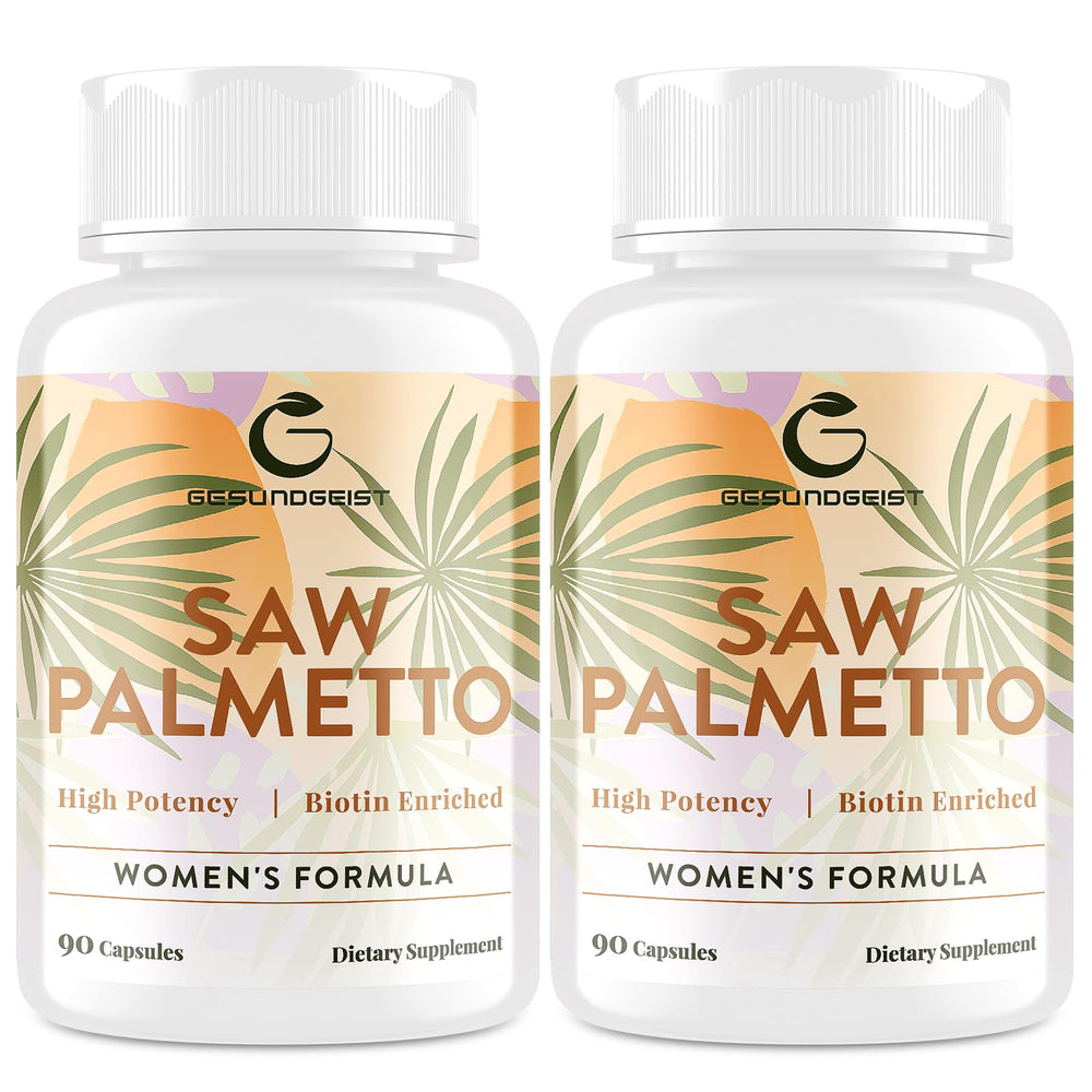 Product bottle of Gesundgeist Saw Palmetto for Women with capsules
