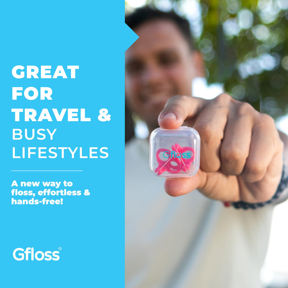 Gfloss hands-free floss in use