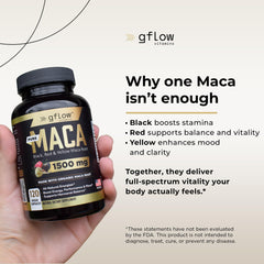Maca root capsules showing enhanced absorption with pepper extract