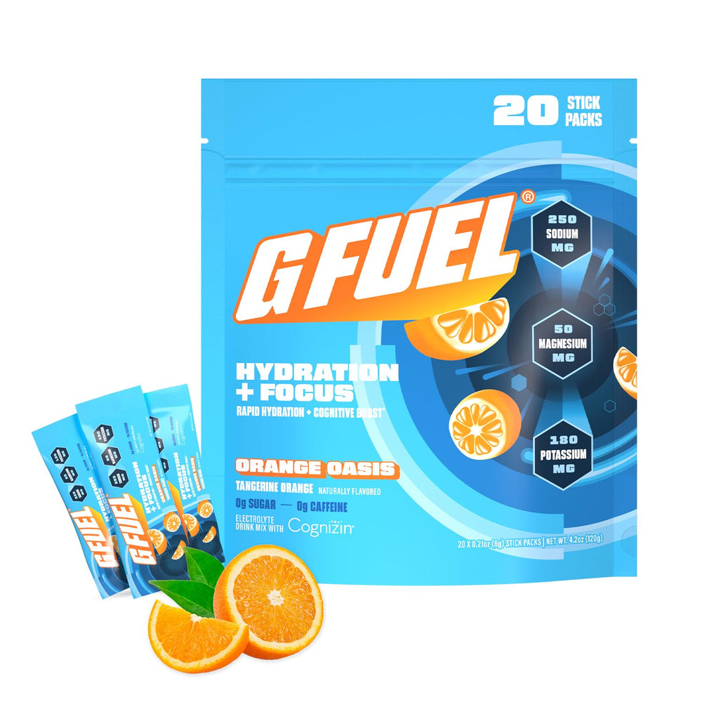 G Fuel Electrolytes Orange Oasis powder dissolves quickly for instant hydration.
