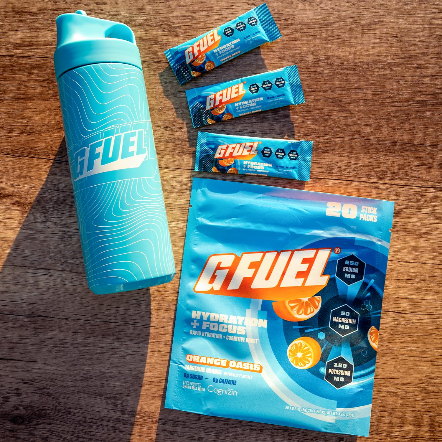 G Fuel Electrolytes Orange Oasis travel sachets ideal for jet lag and workouts.