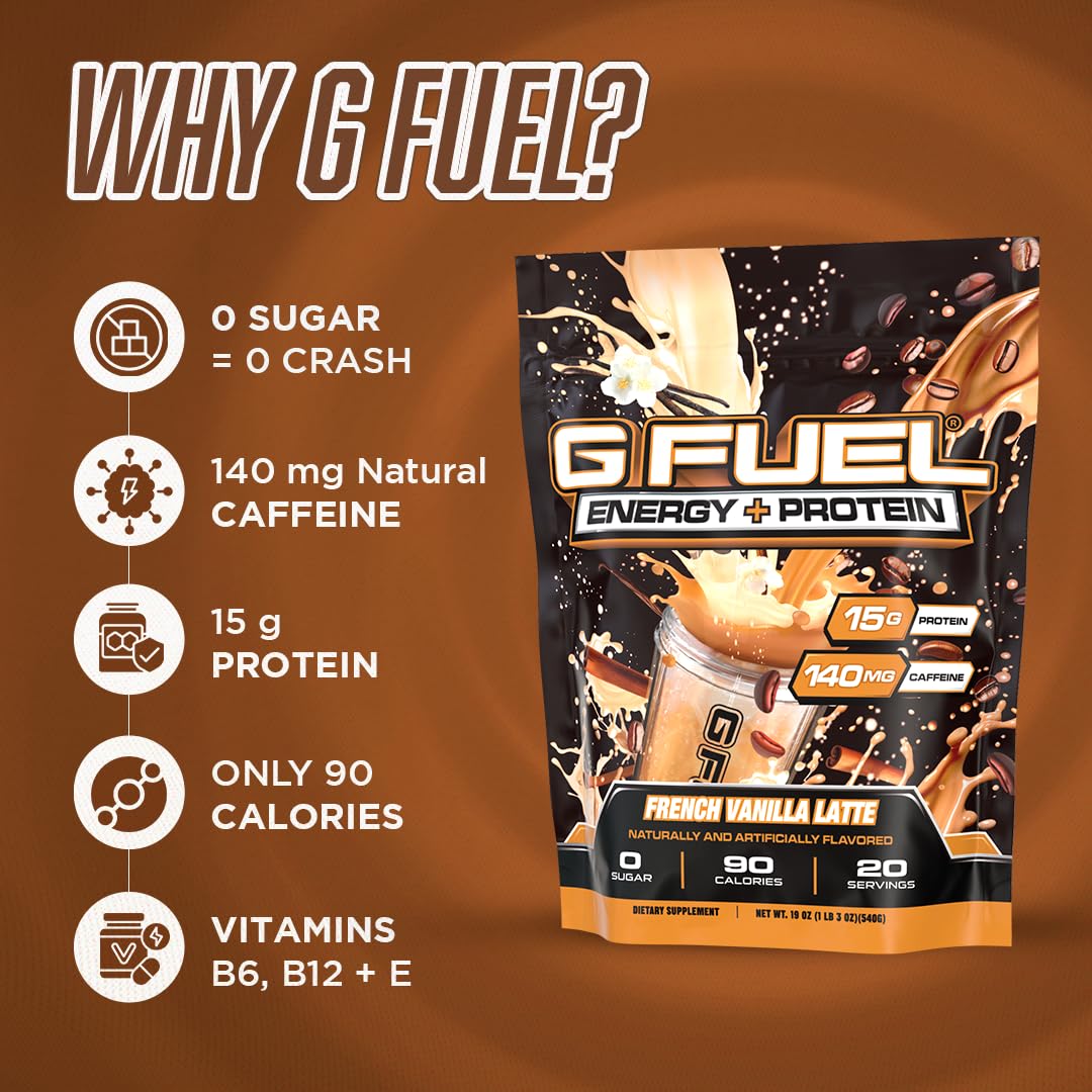 Nutrition highlights: 15g protein and 140mg caffeine in G Fuel powder