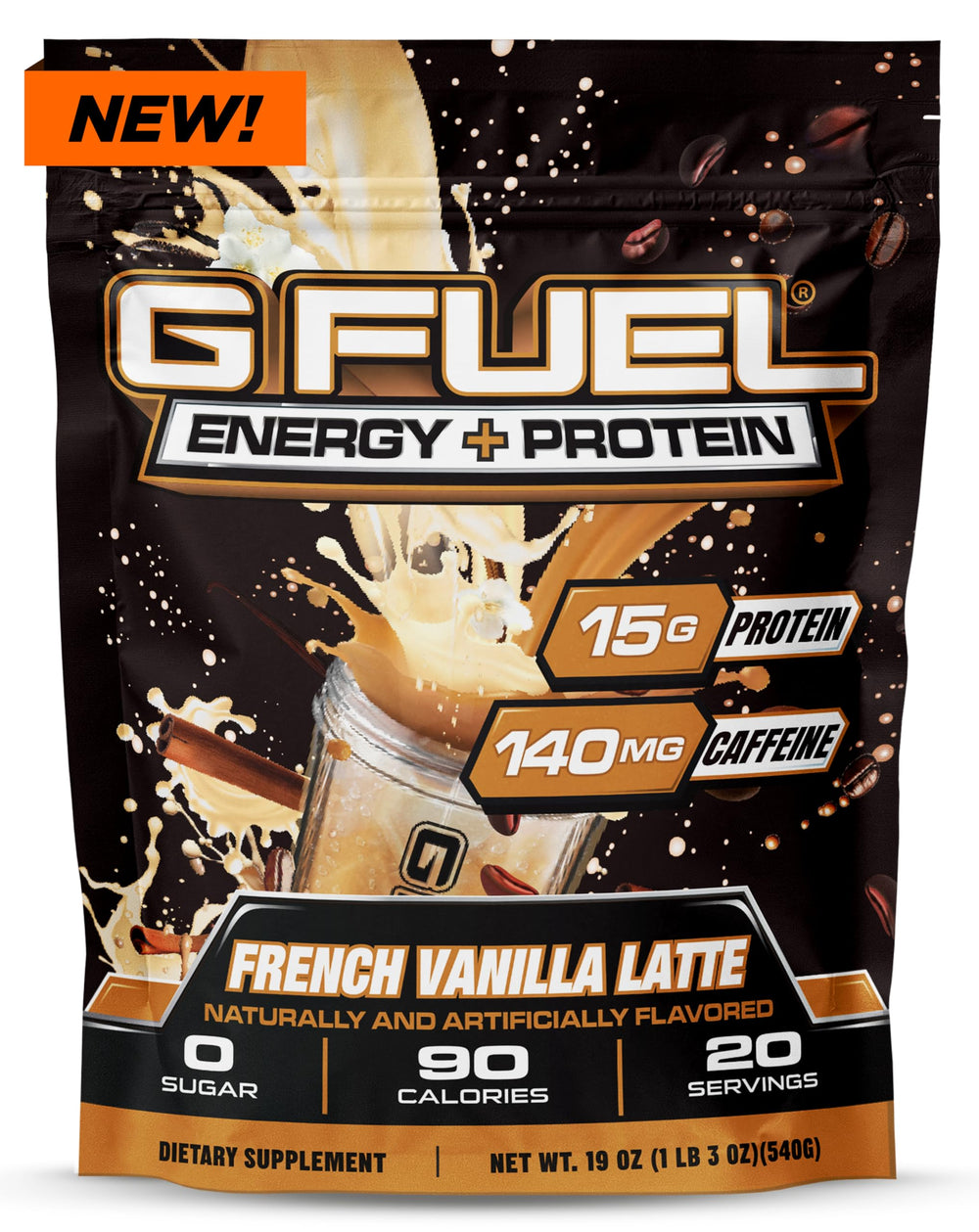 G Fuel protein-energy powder tub front view for energy and focus.