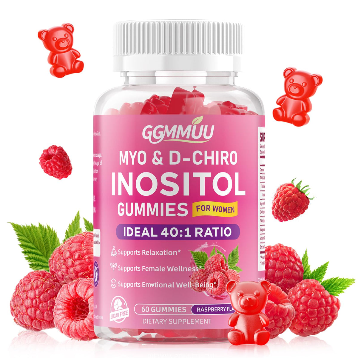 GGMMUU front packaging showing bottle and raspberry flavor benefit