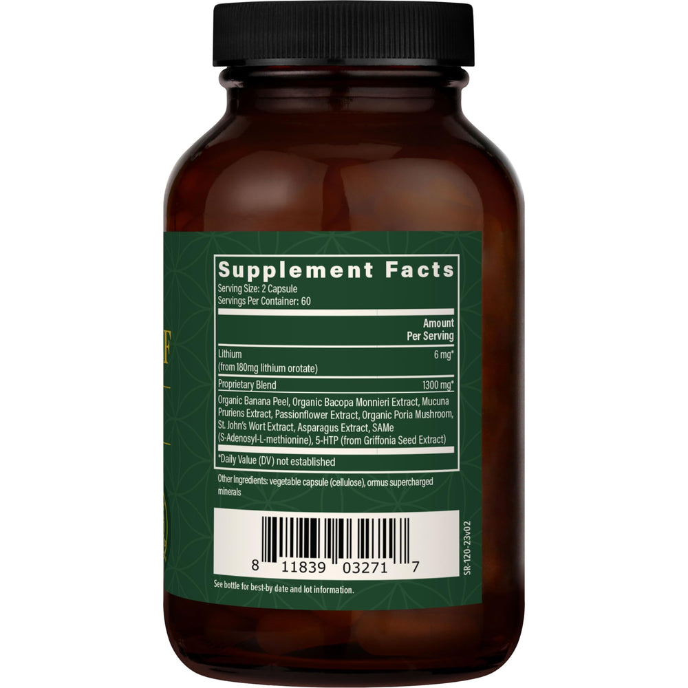 Ingredients image showing Organic Banana Peel, Poria Mushroom and SAMe