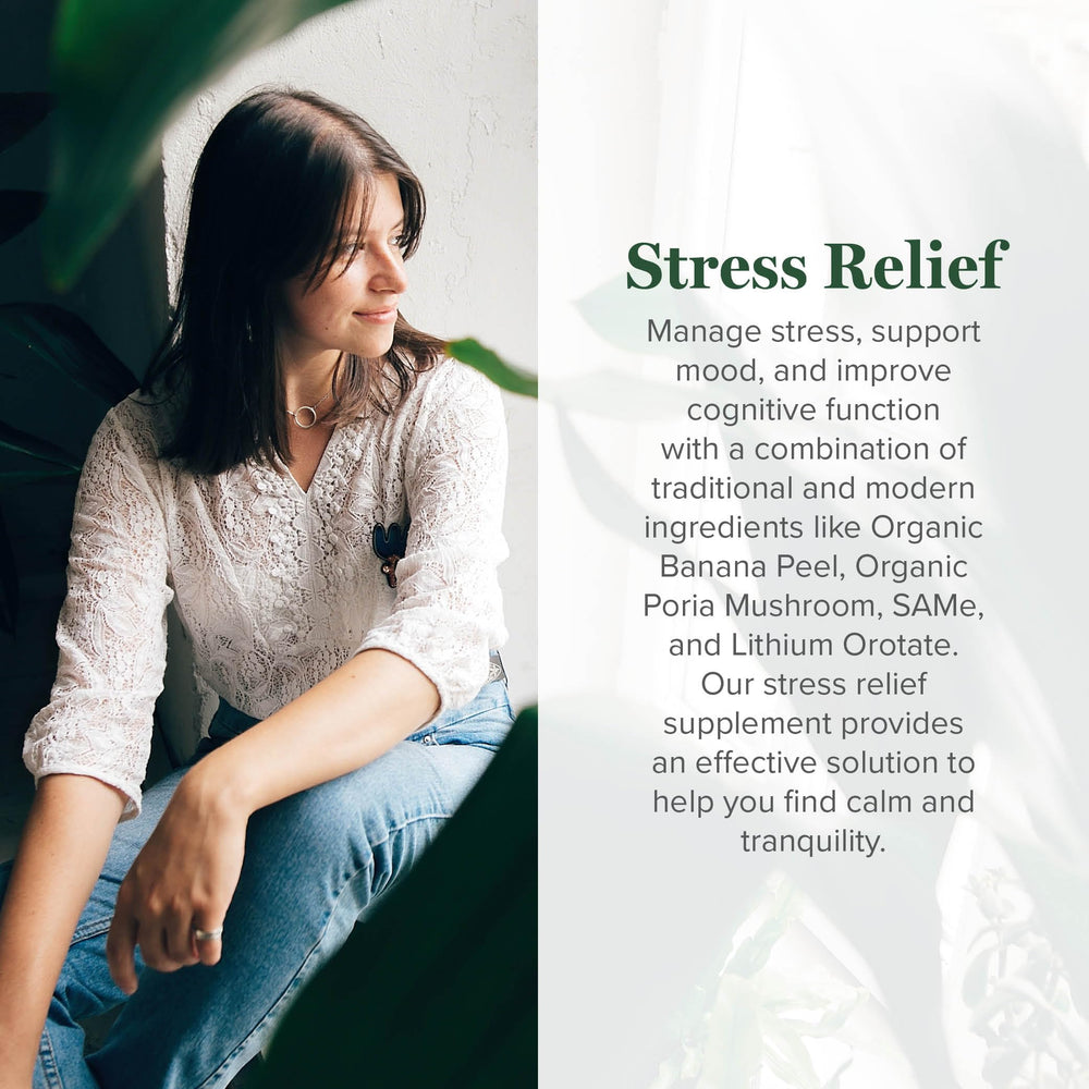 Packaging and ingredient list for Stress Relief with Lithium Orotate