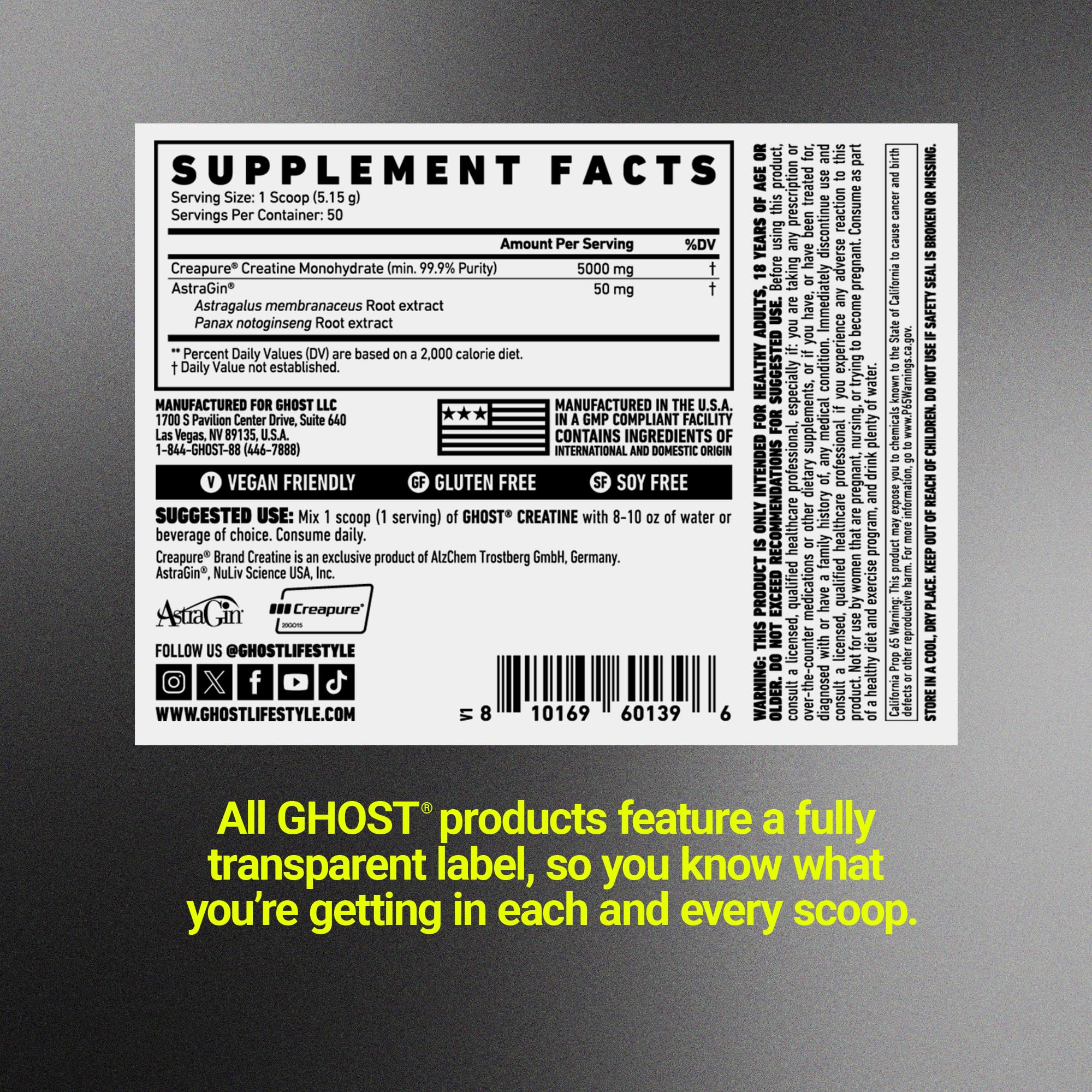 Transparent label showing disclosed ingredients