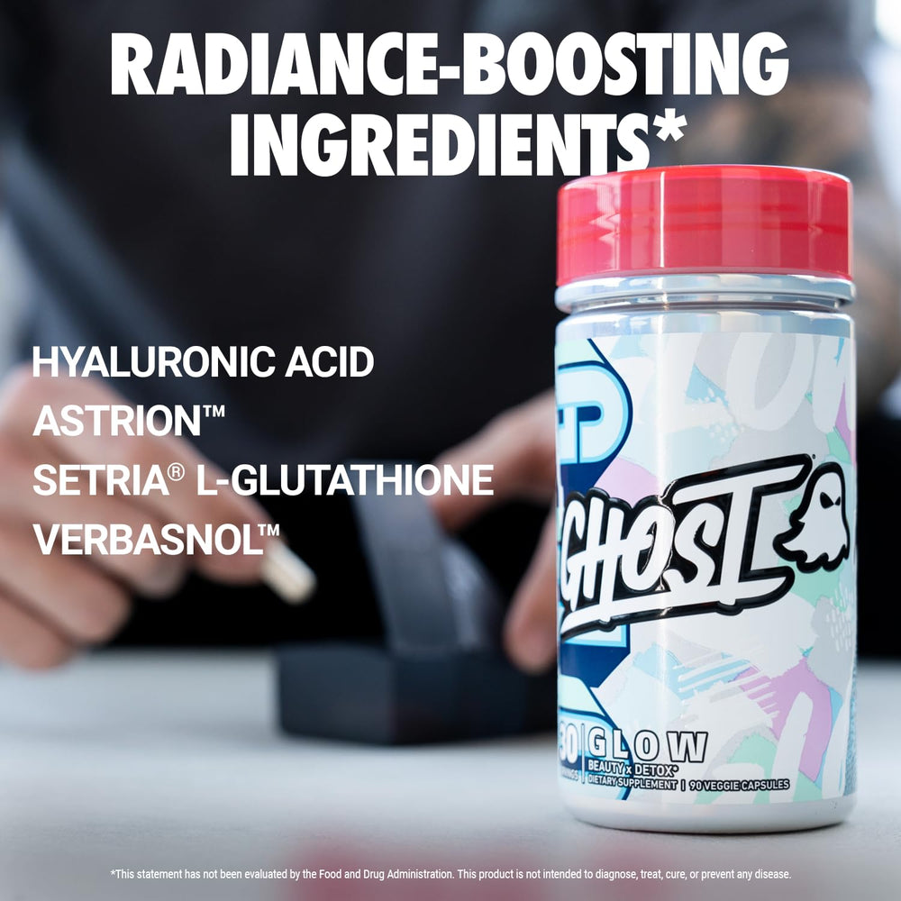 Label close-up showing disclosed ingredients for GHOST Glow
