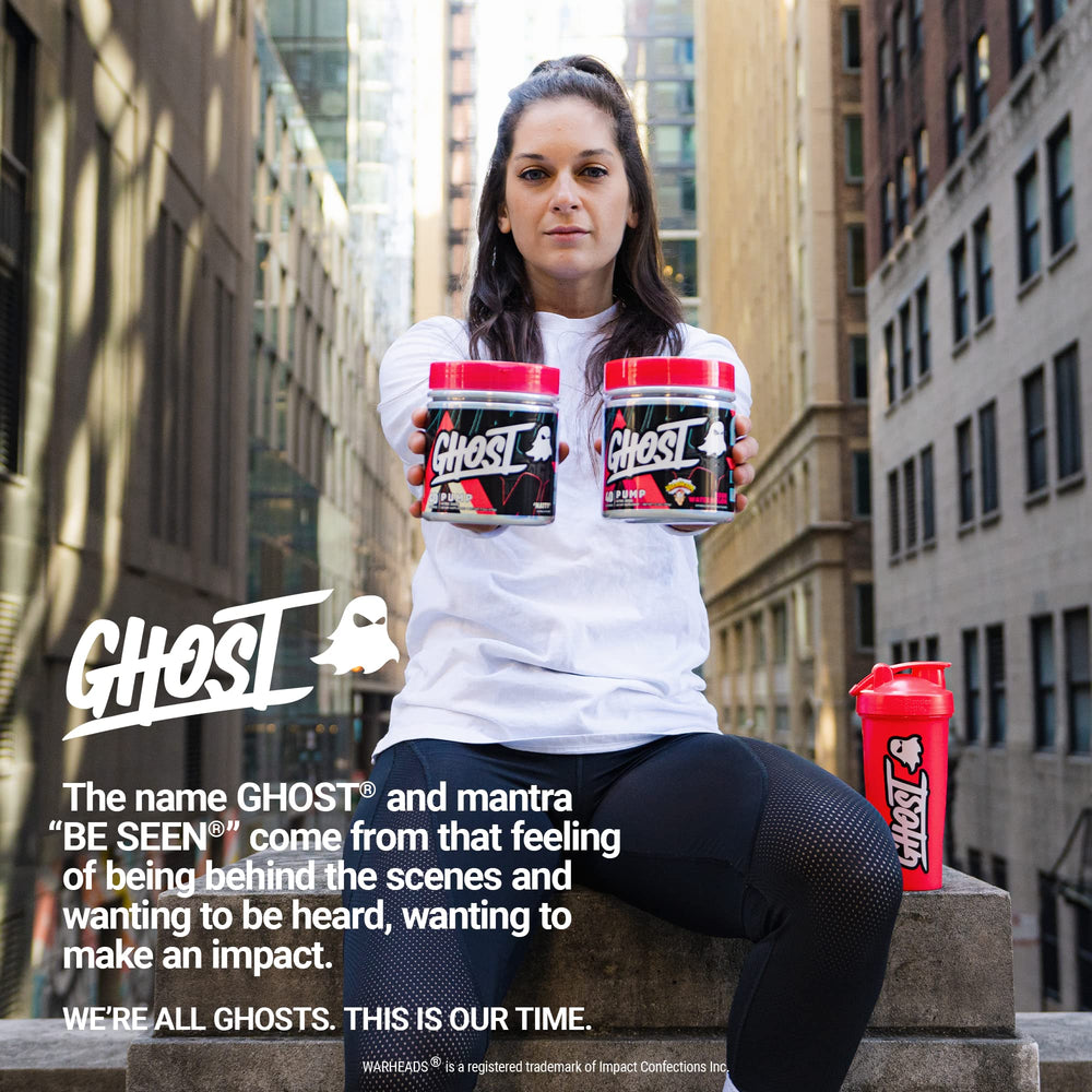 GHOST Pump bottle emphasized as soy-free, gluten-free, and sugar-free