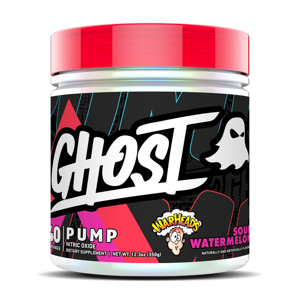 Front view of GHOST Pump Nitric Oxide Powder Warheads Sour Watermelon 40 servings