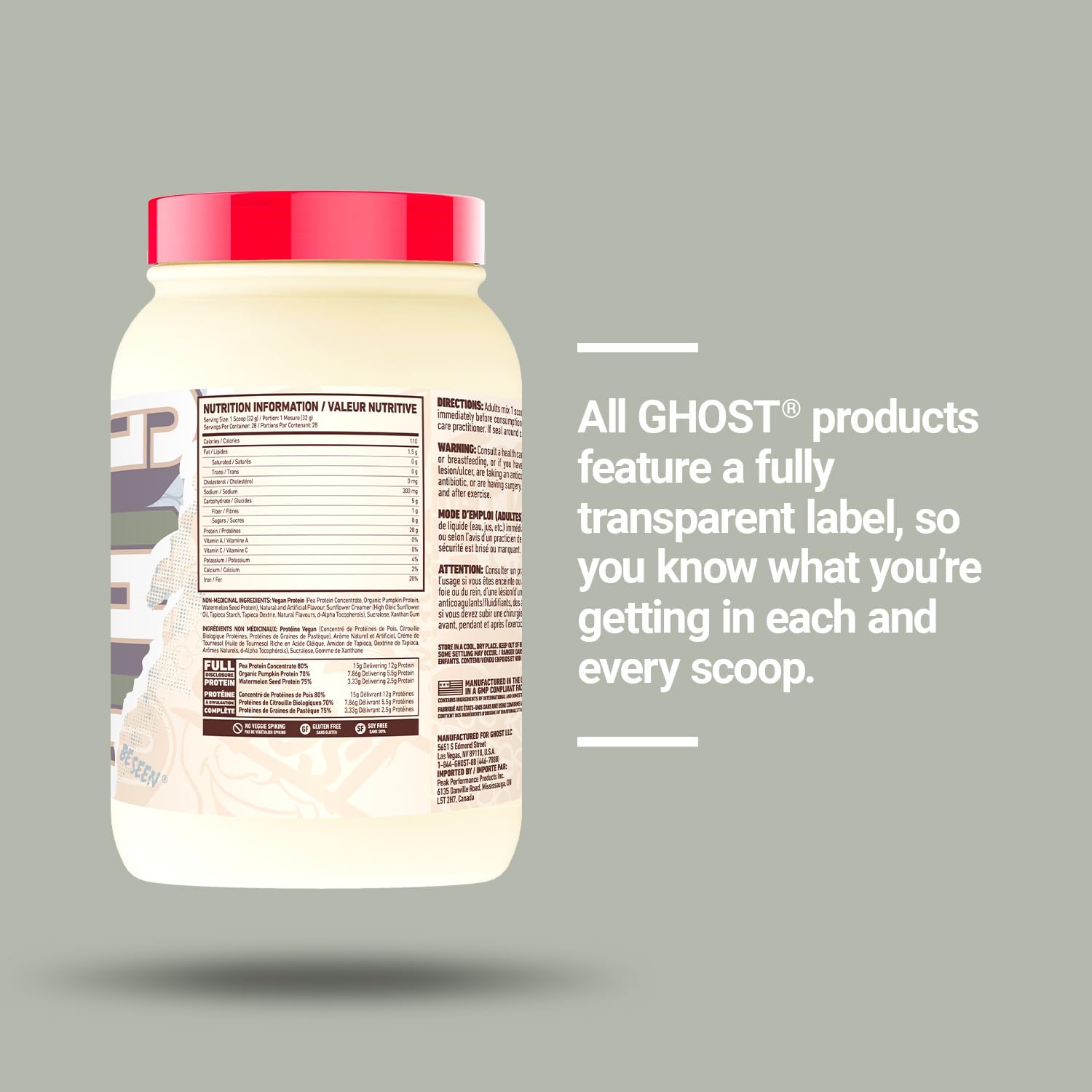 GHOST branding with BE SEEN slogan on packaging