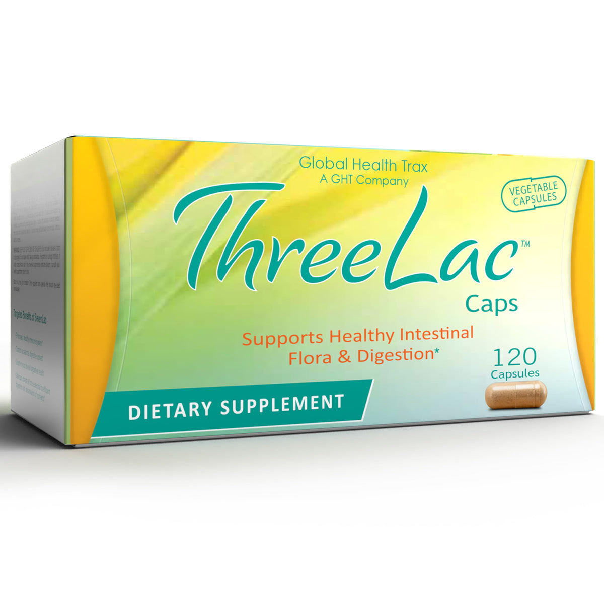 Global Health Trax ThreeLac Probiotic Capsules 120-count bottle