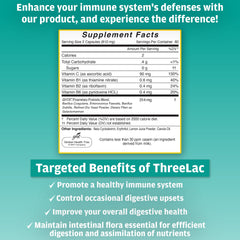 Label for Global Health Trax ThreeLac Probiotic Capsules