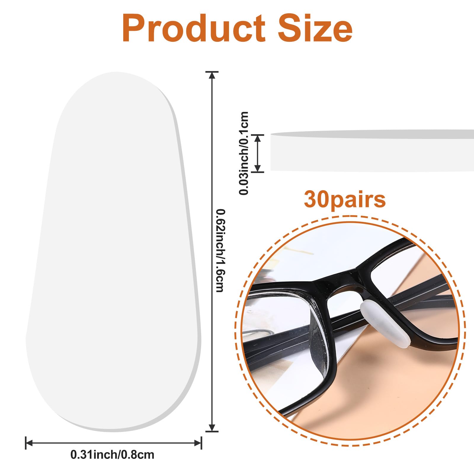 Soft silicone eyeglass nose pads close up showing texture