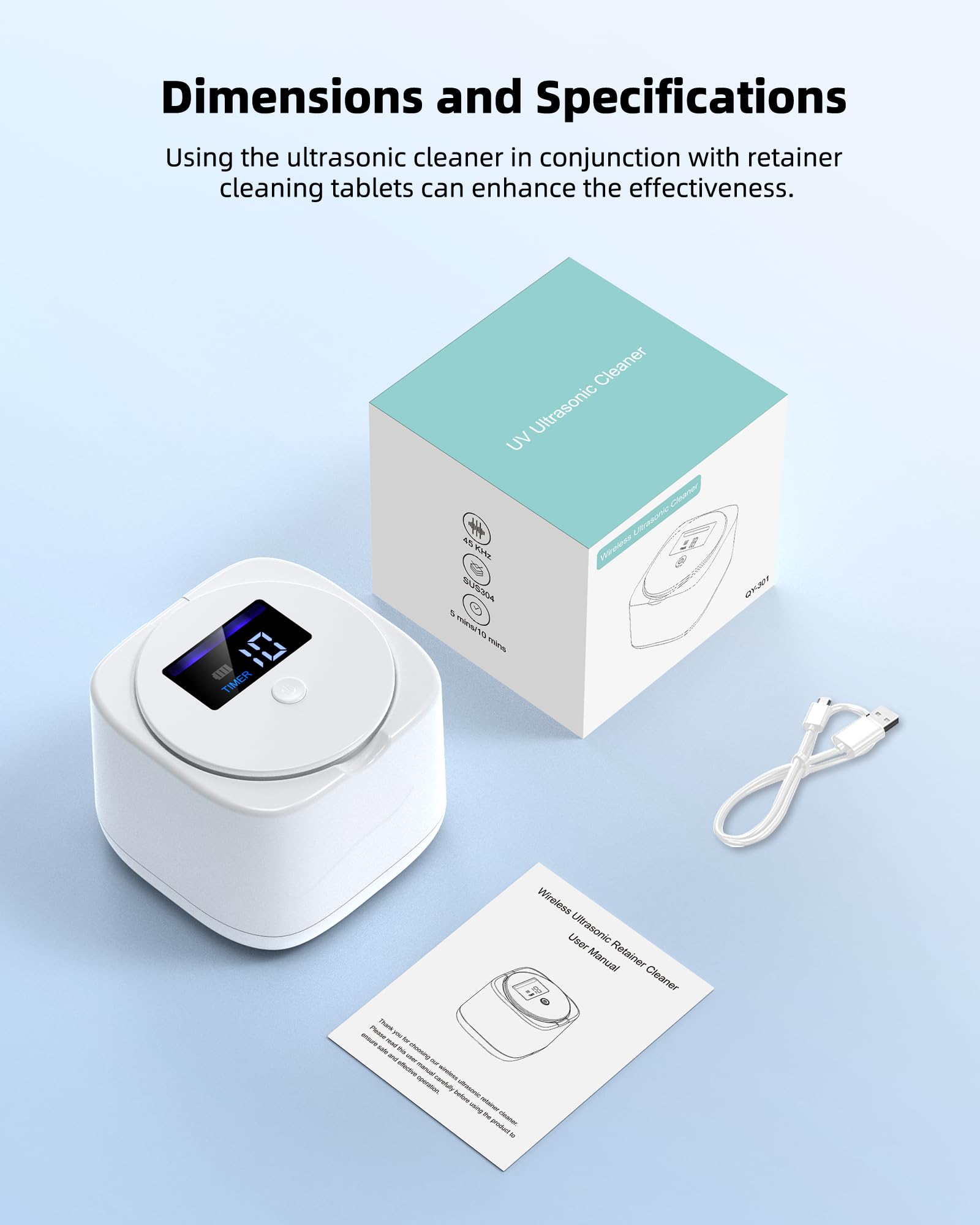 Gift-ready packaging of the Ultrasonic Retainer Cleaner