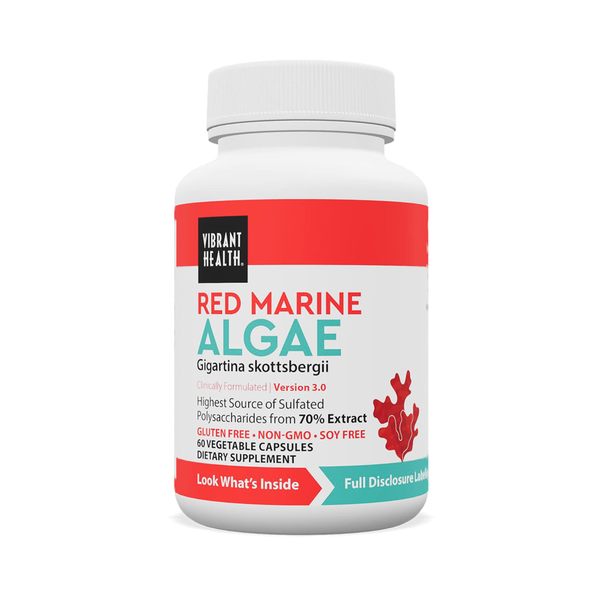 Bottle label: Vibrant Health Gigartina Red Marine Algae Immune Support - 60 capsules