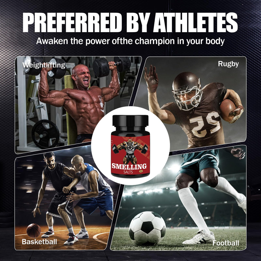 GIHNJSI Powerlifter smelling salts packaging highlighting portability.