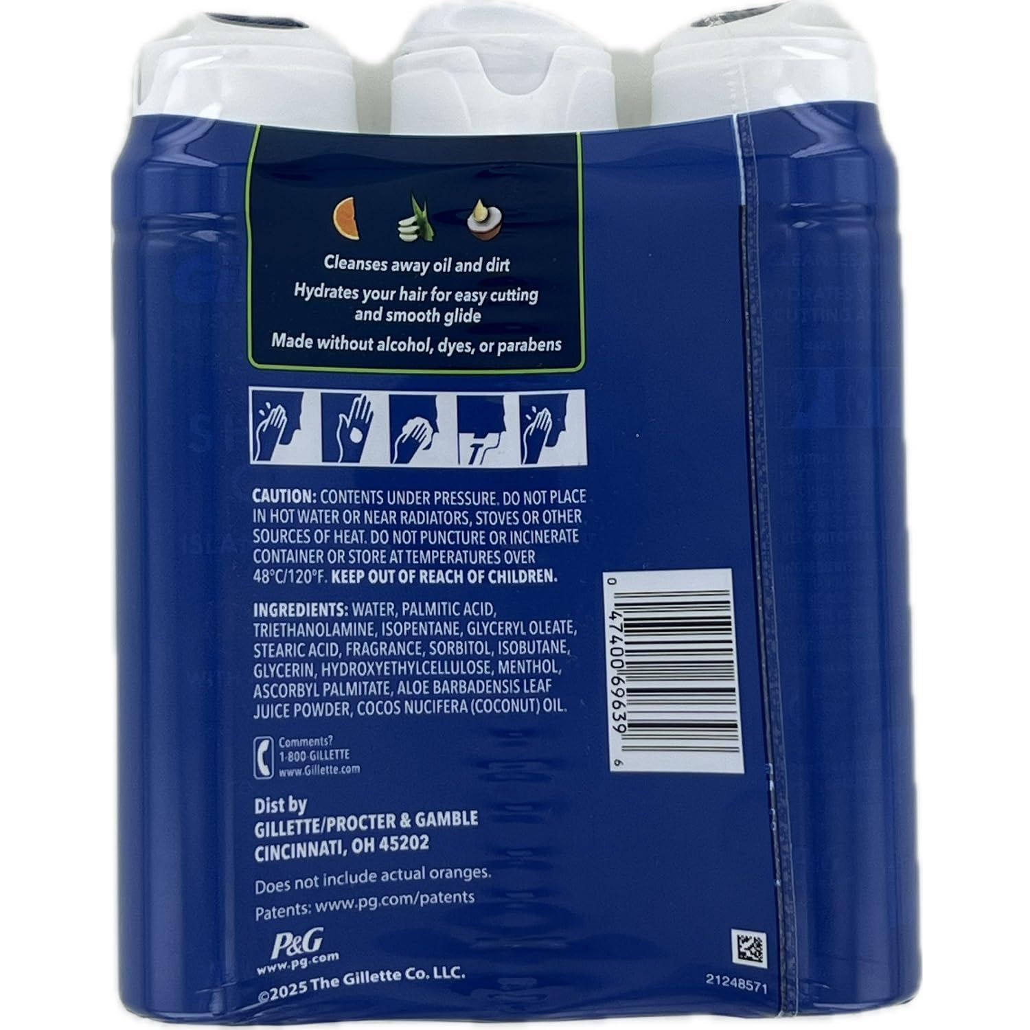 Gillette Sensitive Plus Island Breeze 3 Pack – side packaging