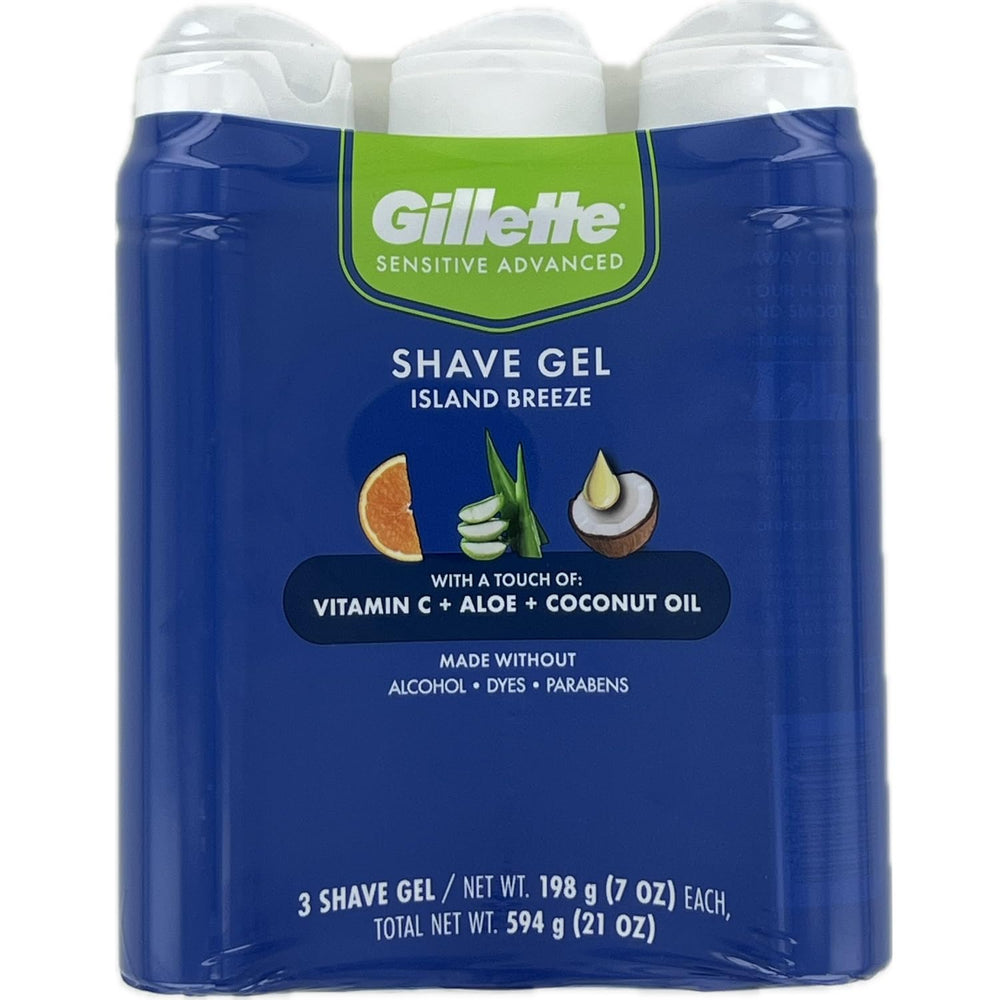 Gillette Sensitive Plus Island Breeze 3 Pack – product packaging with logo