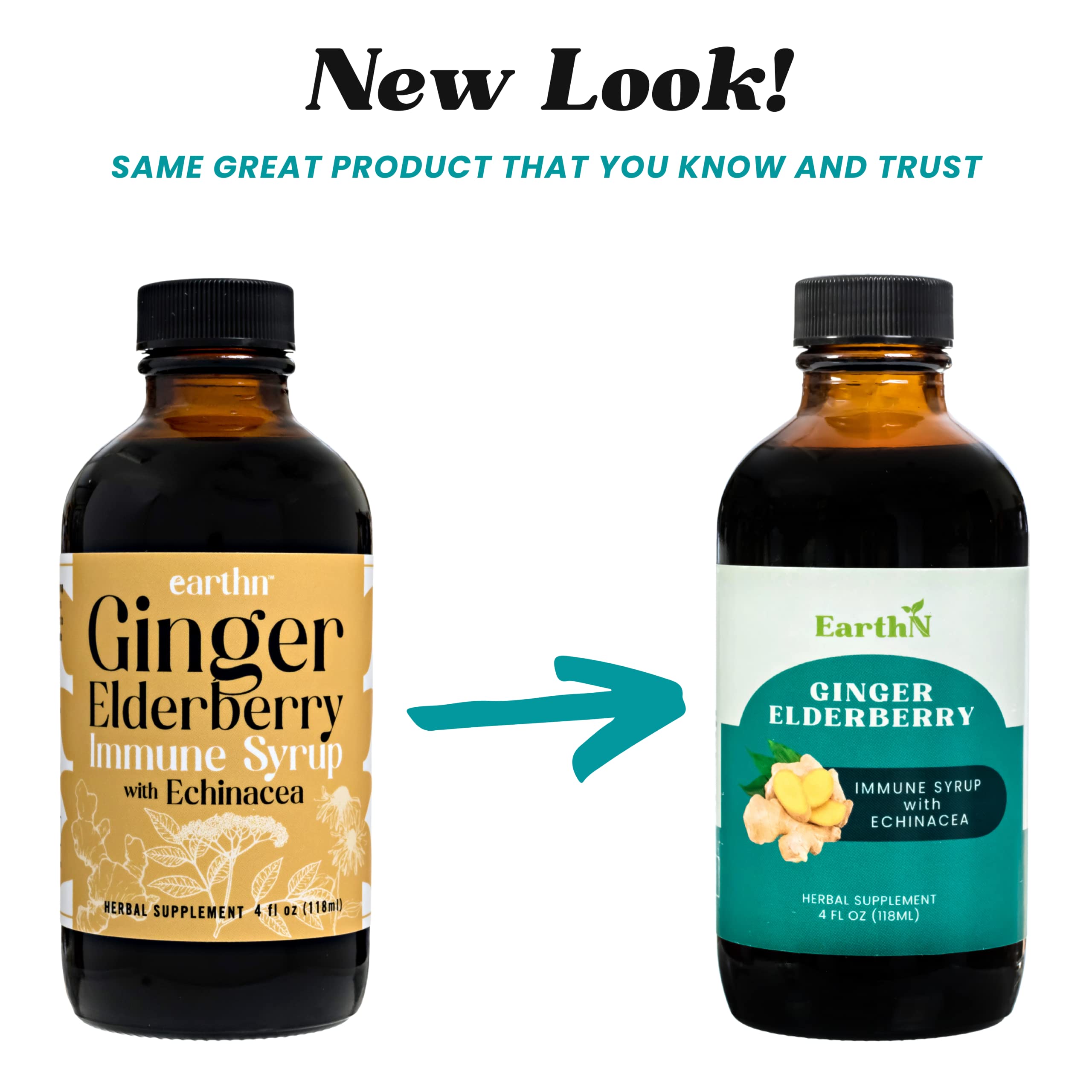 Label of Ginger Elderberry Immune Syrup with Echinacea and Vitamin C