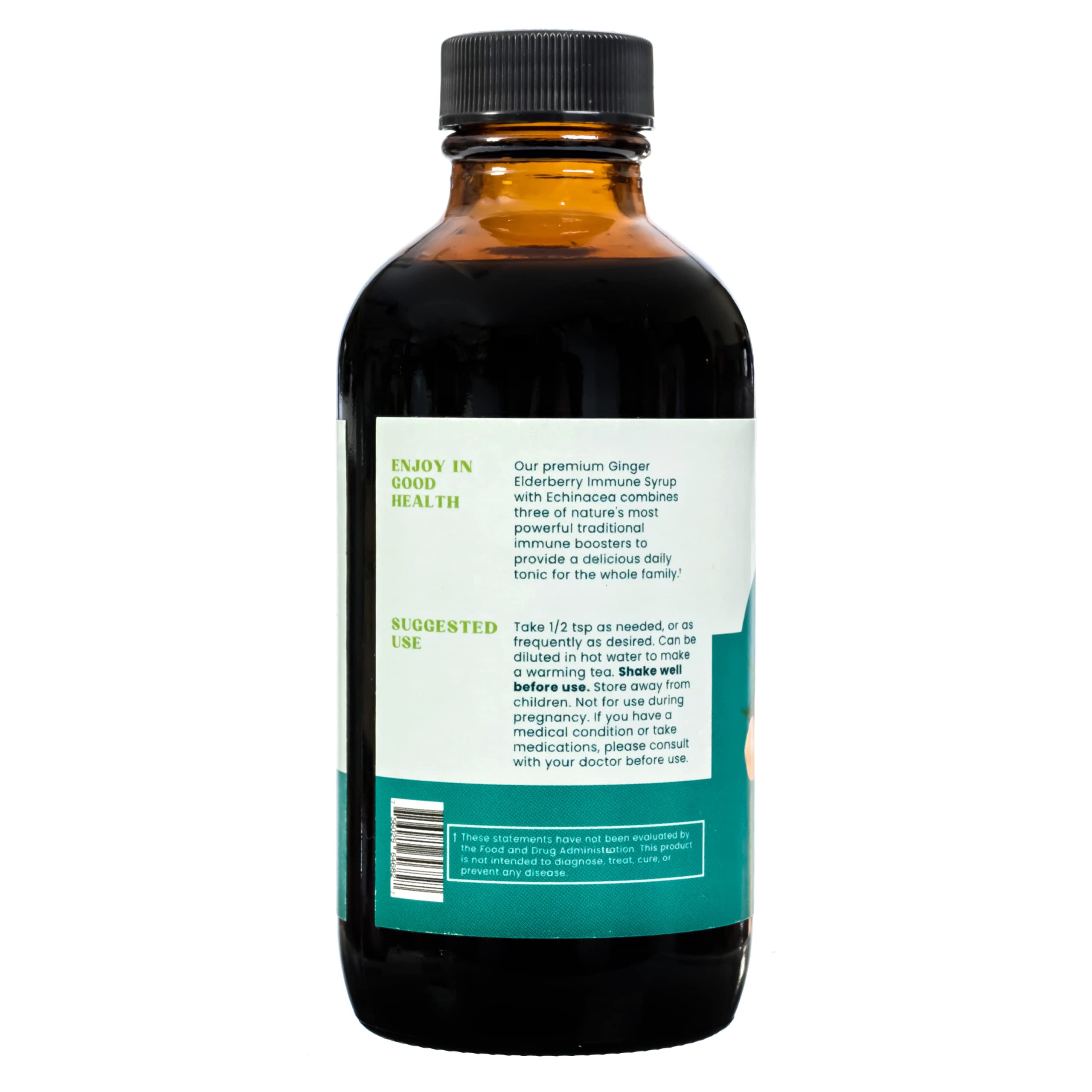 Organic ingredients: ginger, elderberry, echinacea, vitamin C, honey